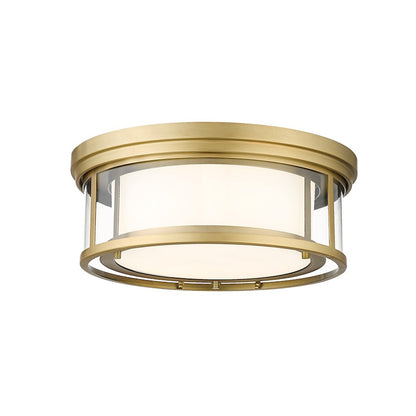 Z-Lite Willow 3 Light Flush Mount in Olde Brass//White/Clear - 426F16-OBR