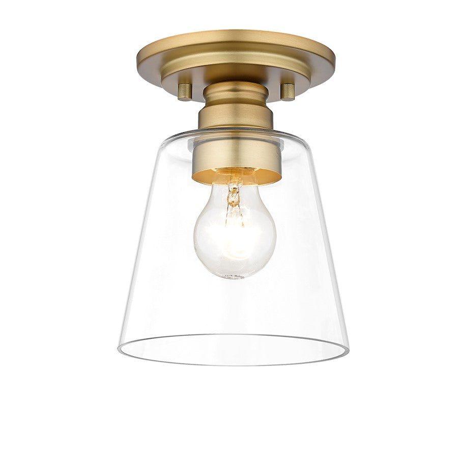 Z-Lite Annora 1 Light Flush Mount, Olde Brass/Clear - 428F1-OBR