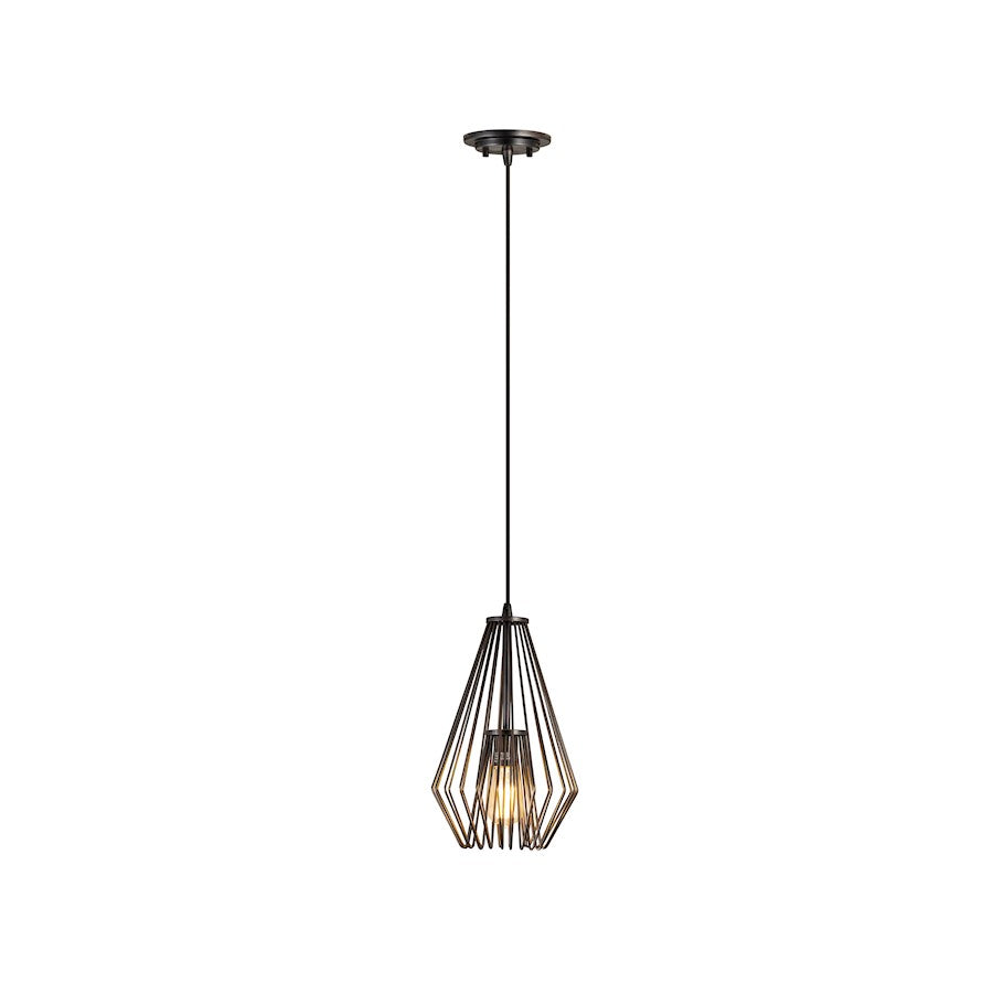 Z-Lite Quintus 1 Light 9.25" Mini Pendant, Plated Bronze - 442MP-BP