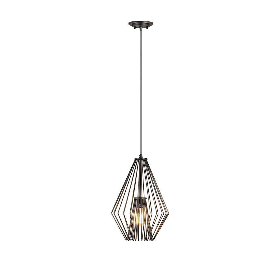 Z-Lite Quintus 1 Light 12.25" Mini Pendant, Plated Bronze - 442MP12-BP