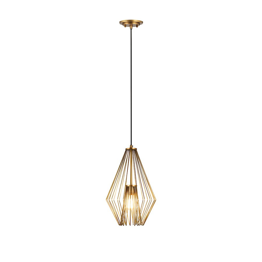 Z-Lite Quintus 1 Light 12.25" Mini Pendant, Rubbed Brass - 442MP12-RB