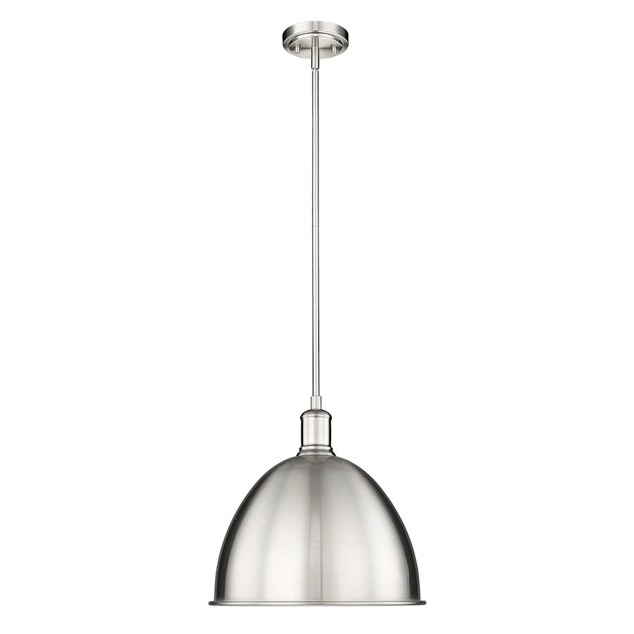 Z-Lite Sawyer 1 Light 12.5" Pendant, Brushed Nickel/Brushed Nickel - 4500P12-BN