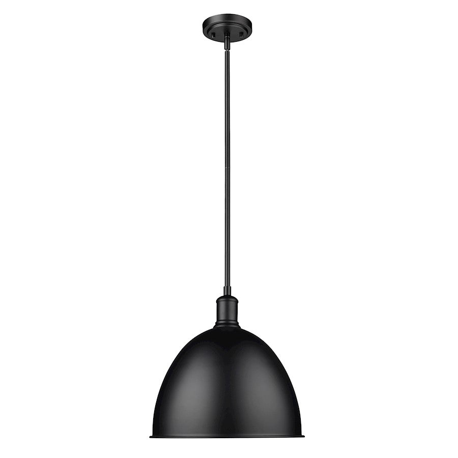 Z-Lite Sawyer 1 Light 12.5" Pendant, Matte Black/Matte Black - 4500P12-MB