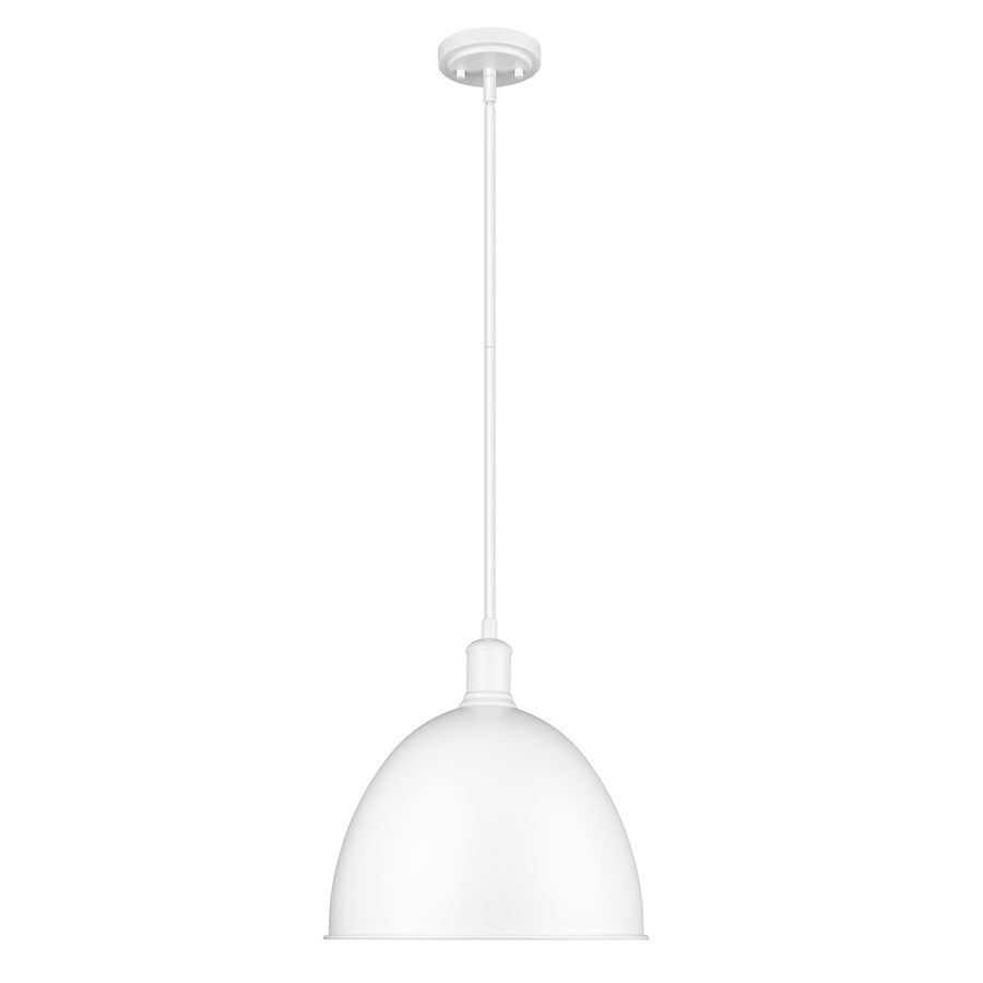 Z-Lite Sawyer 1 Light 12.5" Pendant, Satin White/Satin White - 4500P12-SW