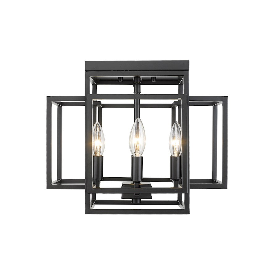 Z-Lite Titania 4 Light Flush Mount, Matte Black