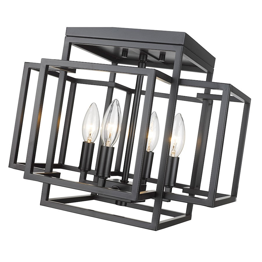 Z-Lite Titania 4 Light Flush Mount, Matte Black