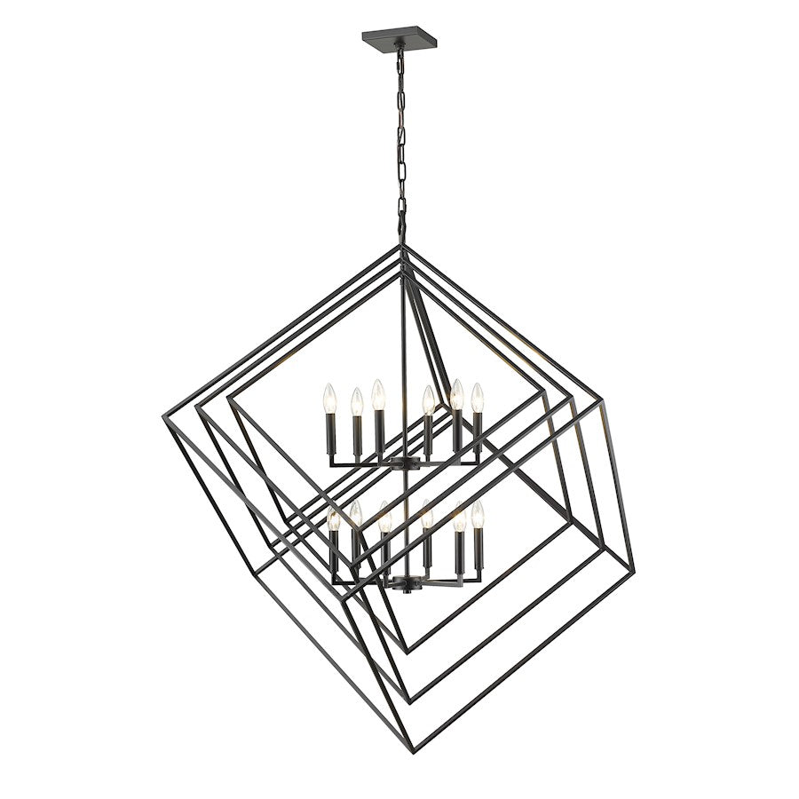 Z-Lite Euclid 12 Light Chandelier, Matte Black - 457-12MB