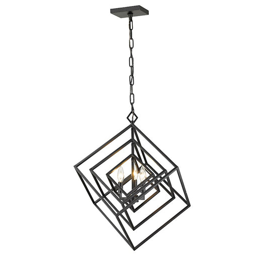 Z-Lite Euclid 3 Light Chandelier, Matte Black - 457-3MB