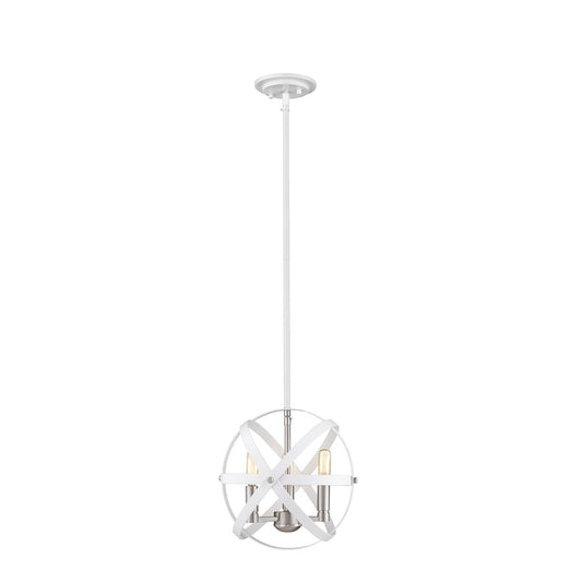 Z-Lite 3 -LT Cavallo 12" Chandelier, Hammered White/Nickel - 463-12HWH-BN
