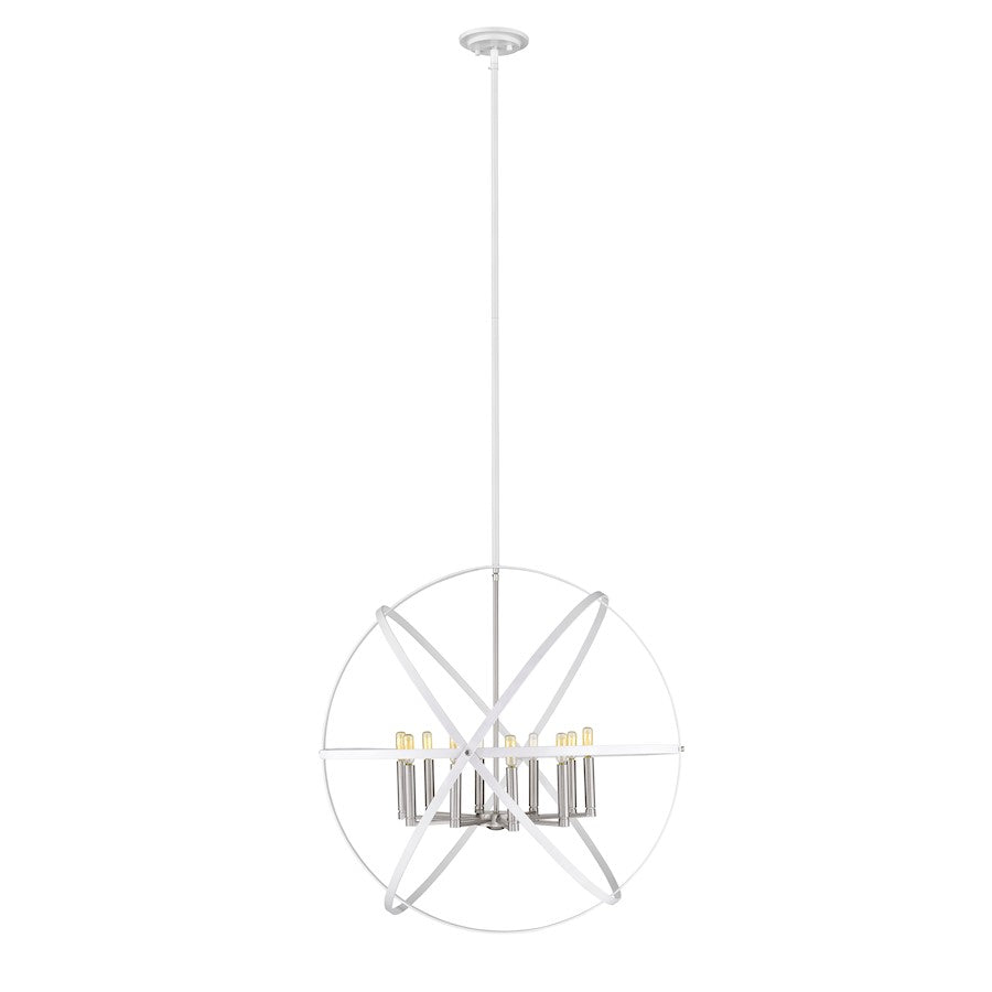 Z-Lite 10 -LT Cavallo 36" Chandelier, Hammered White/Nickel - 463-36HWH-BN