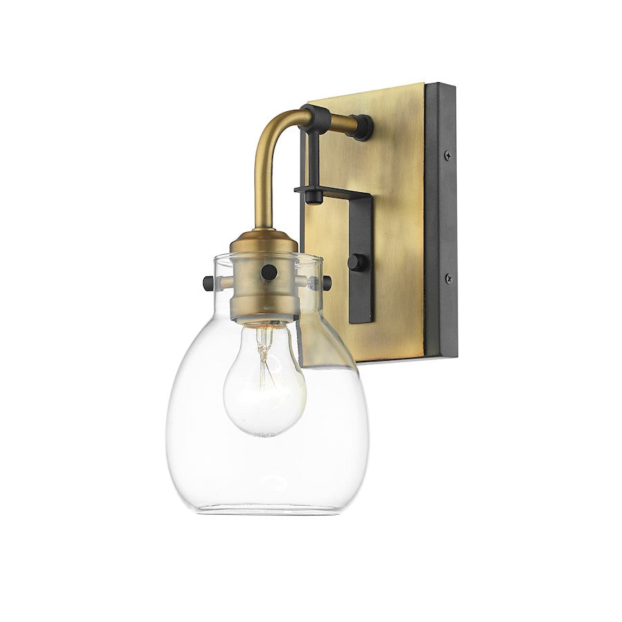 Z-Lite 1 Light Kraken 5" Wall Sconce, Matte Black/Olde Brass - 466-1S-MB-OBR