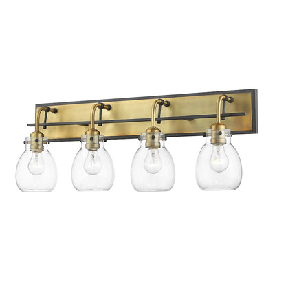 Z-Lite Kraken 4 Light Vanity, Matte Black/Olde Brass/Clear - 466-4V-MB-OBR