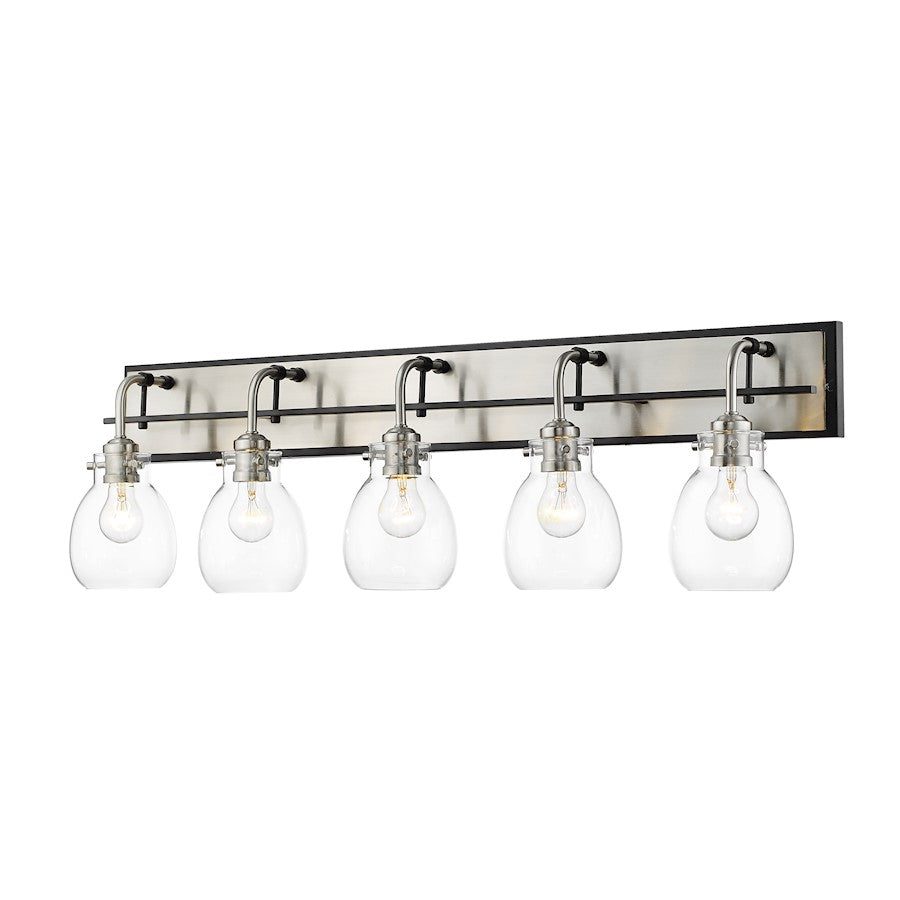 Z-Lite Kraken 5 Light Vanity, Matte Black/Brushed Nickel/Clear - 466-5V-MB-BN