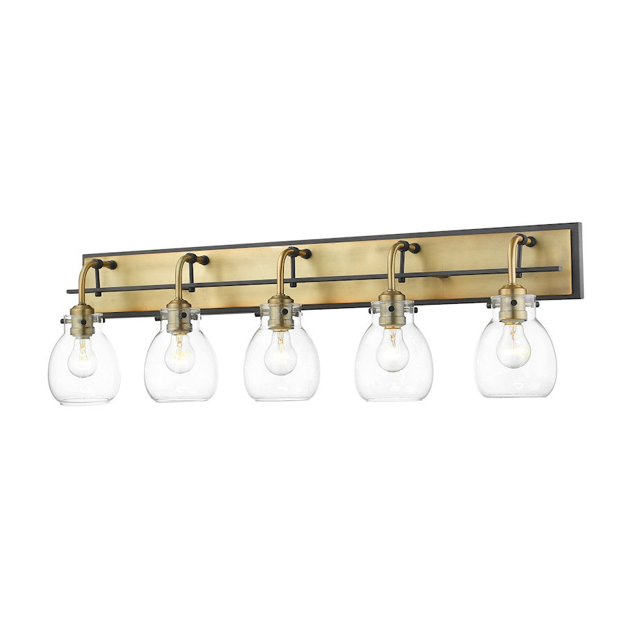 Z-Lite 5 Light Kraken 38" Vanity, Matte Black/Olde Brass - 466-5V-MB-OBR