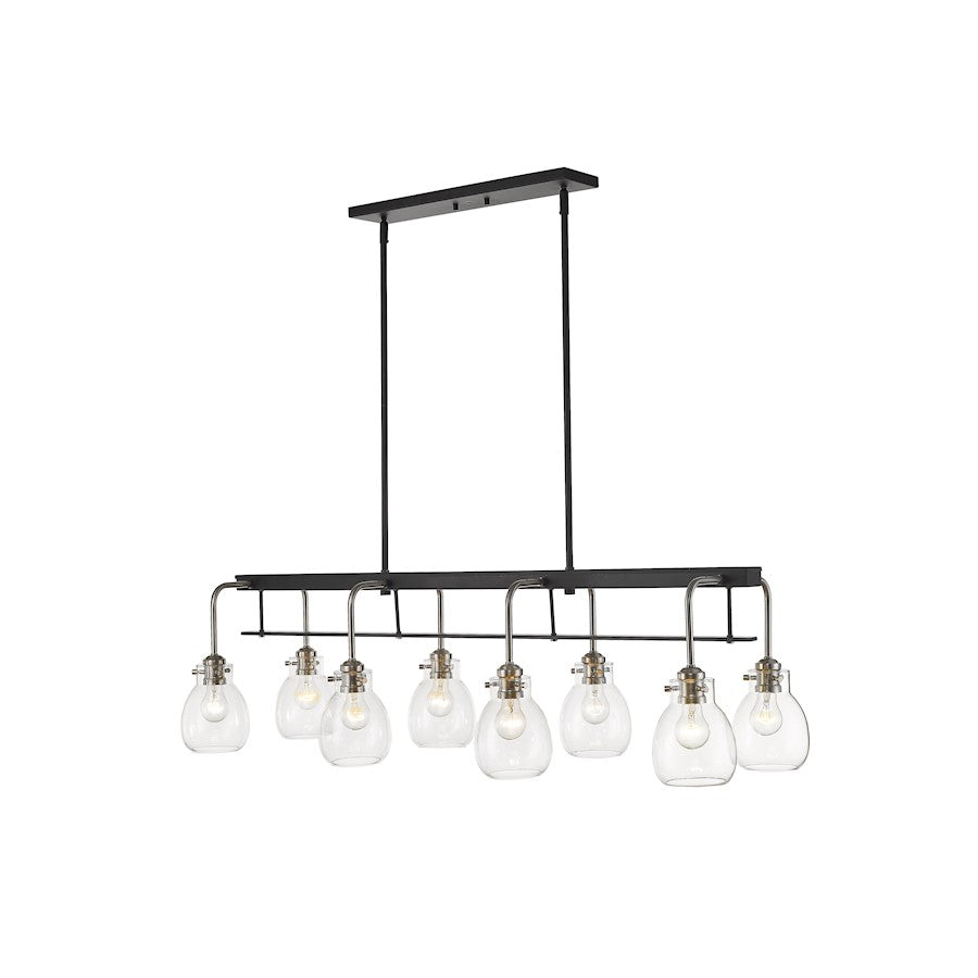 Z-Lite 8 -LT Kraken 15" Island/Billiard, Matte Black/Nickel - 466-8L-MB-BN