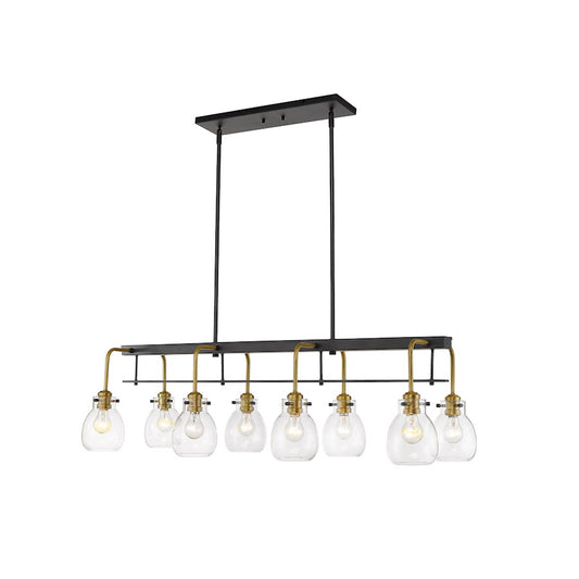 Z-Lite 8 -LT Kraken 15" Island/Billiard, Matte Black/Olde Brass - 466-8L-MB-OBR