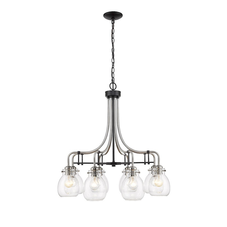 Z-Lite 8 Light Kraken 28" Chandelier, Matte Black/Brushed Nickel - 466-8MB-BN