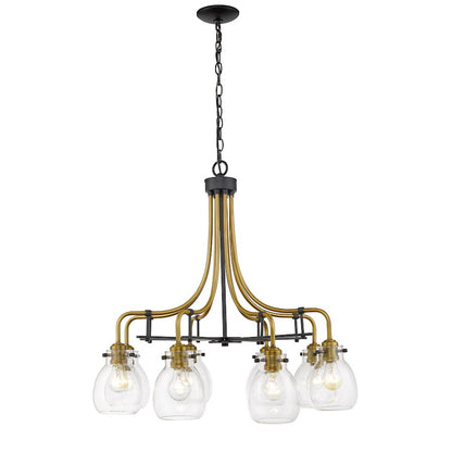 Z-Lite Kraken 8 Light Chandelier, Matte Black/Olde Brass/Clear - 466-8MB-OBR