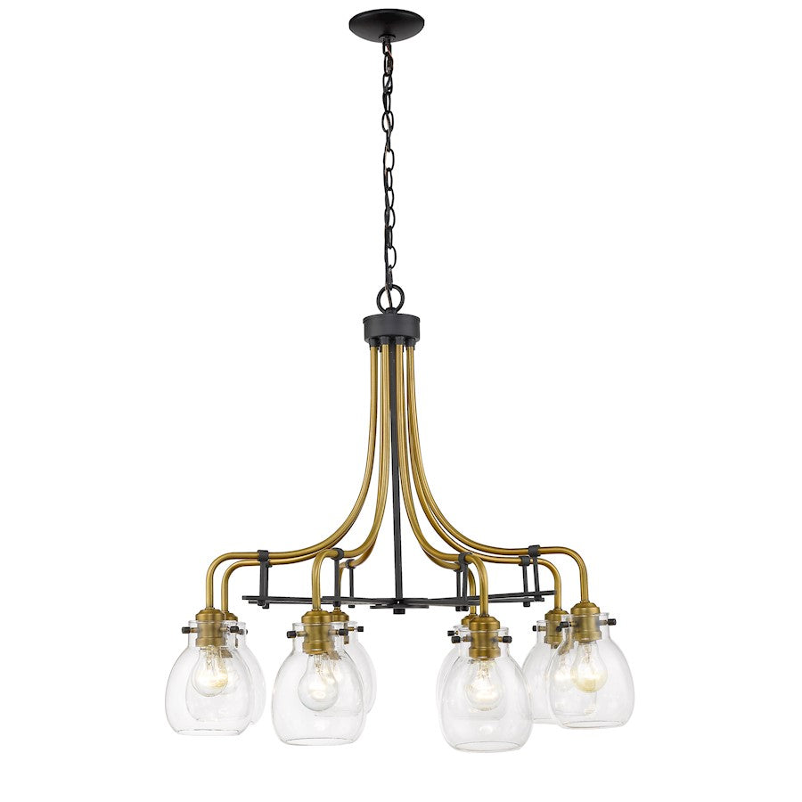 Z-Lite 8 Light Kraken 28" Chandelier, Matte Black/Olde Brass - 466-8MB-OBR