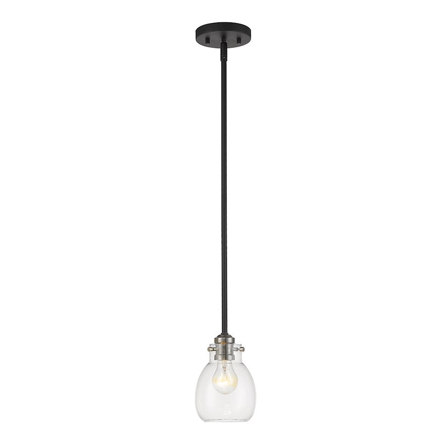 Z-Lite Kraken 1 Light Mini Pendant, Matte Black/Nickel/Clear - 466MP-MB-BN