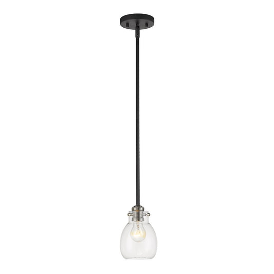 Z-Lite Kraken 1 Light Mini Pendant, Matte Black/Nickel/Clear - 466MP-MB-BN