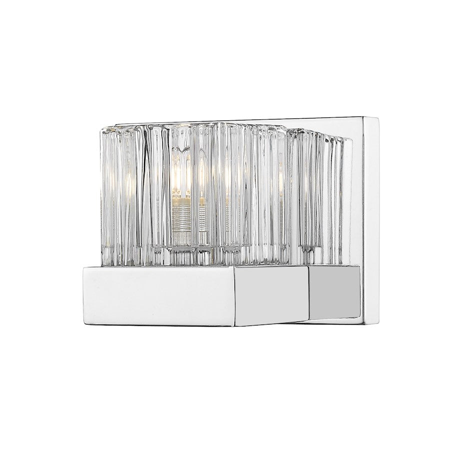 Z-Lite 1 Light Fallon 6" Wall Sconce, Chrome/Ribbed - 468-1S-CH