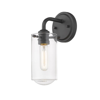 Z-Lite Delaney 1 Light Wall Sconce, Matte Black/Clear - 471-1S-MB