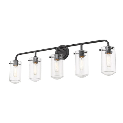 Z-Lite Delaney 5 Light Vanity, Matte Black/Clear - 471-5V-MB