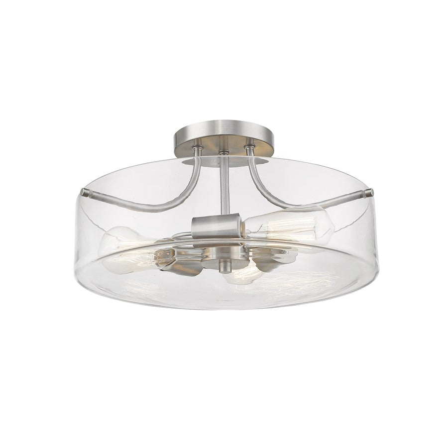 Z-Lite 3 Light Delaney 15" Semi Flush Mount, Brushed Nickel - 471SF-BN