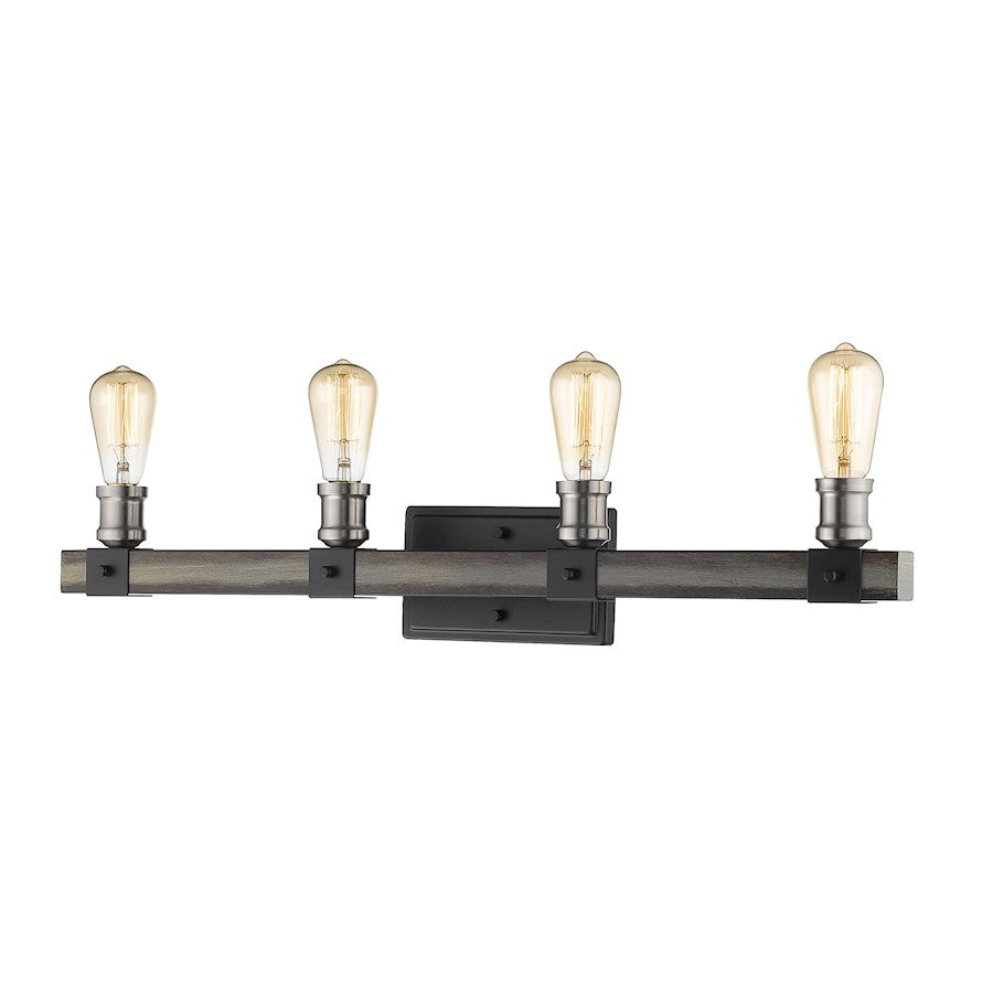 Z-Lite 4 Light Kirkland 30" Vanity, Ashen Barnboard - 472-4V-ABB