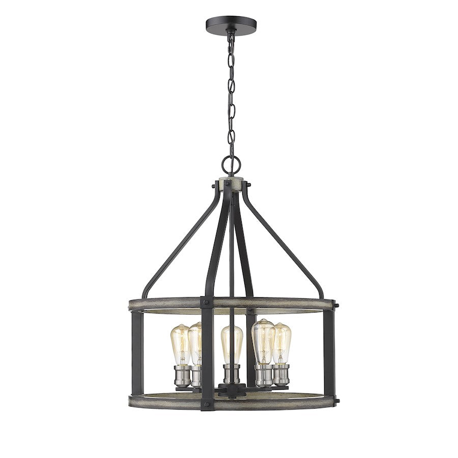 Z-Lite 5 LT Kirkland 20" Pendant, Ashen Barnboard - 472-5D-ABB