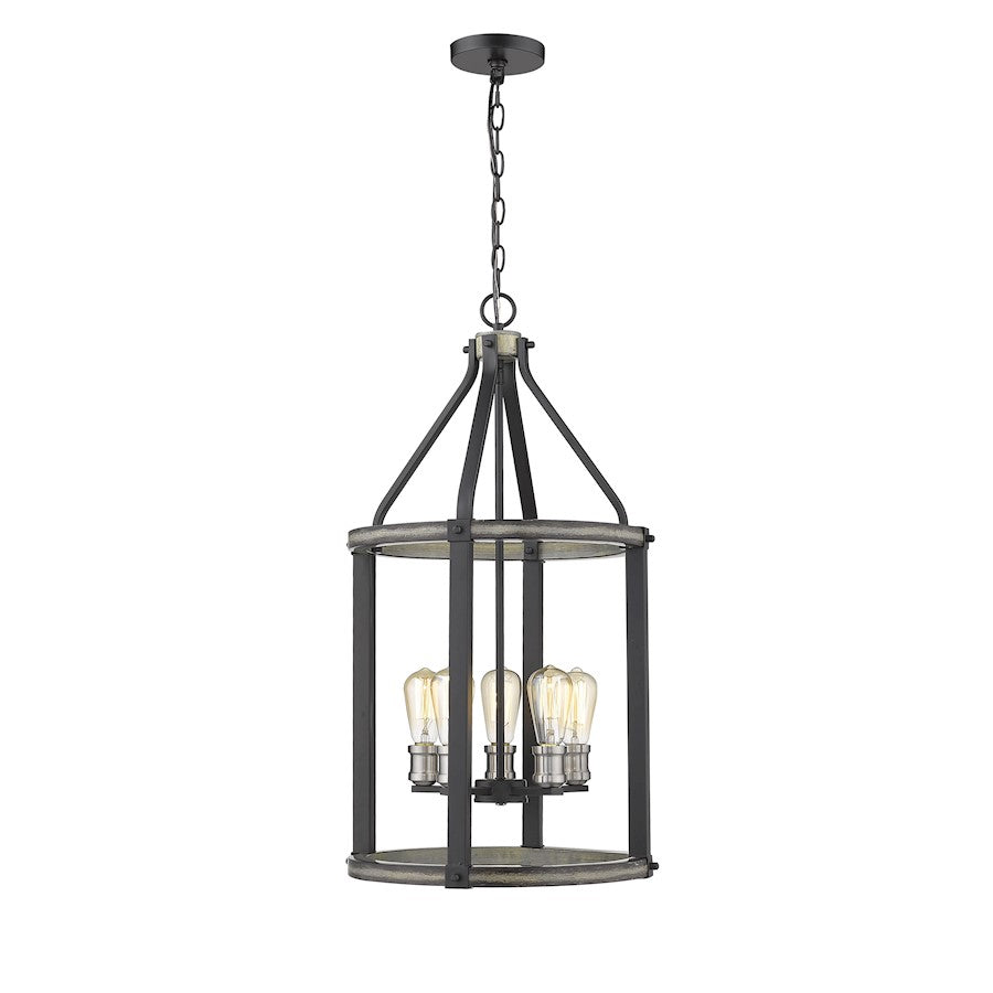 Z-Lite 5 Light Kirkland 16" Pendant, Ashen Barnboard - 472-5P-ABB