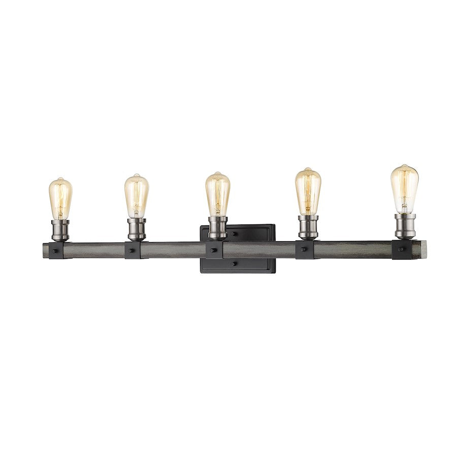 Z-Lite 5 Light Kirkland 38" Vanity, Ashen Barnboard - 472-5V-ABB