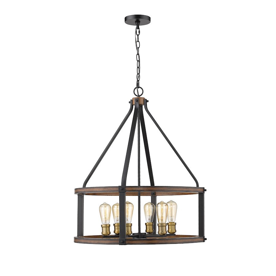 Z-Lite 6 Light Kirkland 25" Pendant, Rustic Mahogany - 472-6D-RM
