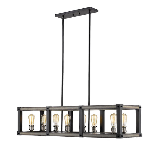 Z-Lite 8 Light Kirkland 13" Island/Billiard, Ashen Barnboard - 472-8L-ABB