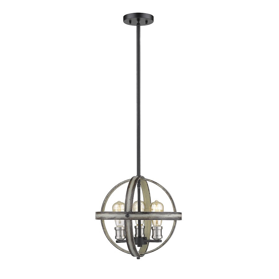 Z-Lite 3 Light Kirkland 14" Pendant, Ashen Barnboard - 472B14-ABB