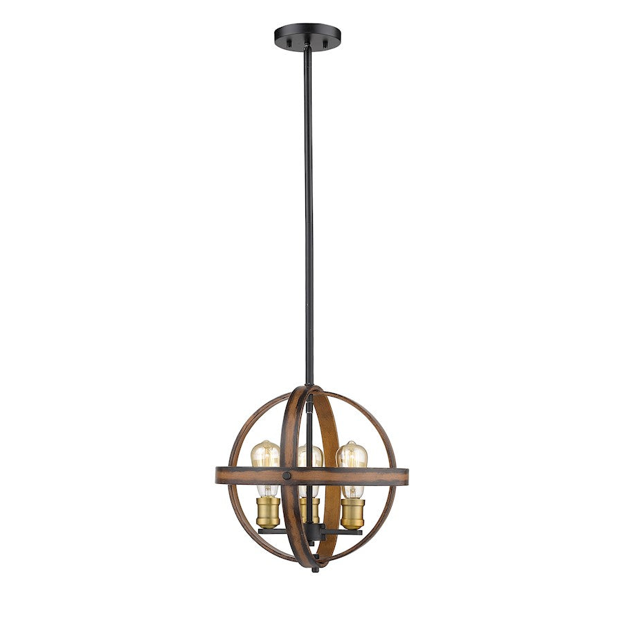 Z-Lite 3 Light Kirkland 14" Pendant, Rustic Mahogany - 472B14-RM