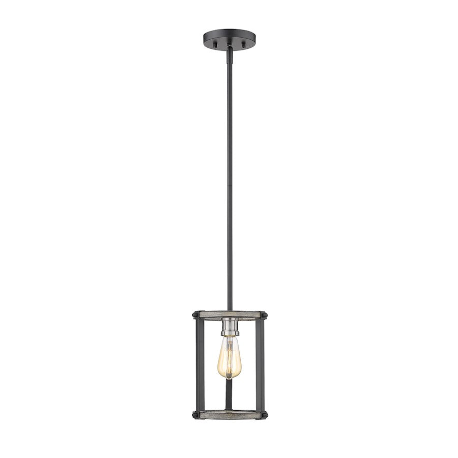 Z-Lite Kirkland 1 Light Round Mini Pendant, Ashen Barnboard - 472MPR-ABB