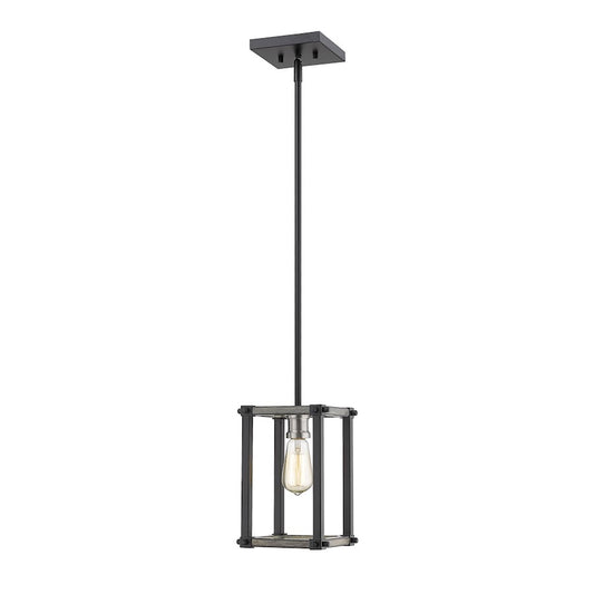 Z-Lite Kirkland 1 Light Sq. Mini Pendant, Ashen Barnboard - 472MPS-ABB