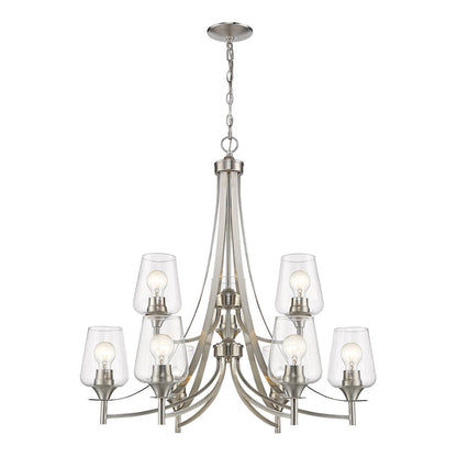 Z-Lite Joliet 9 Light 31.5" Chandelier, Brushed Nickel, Clear - 473-9BN