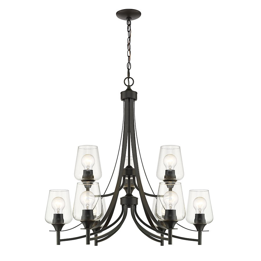 Z-Lite Joliet 9 Light 31.5" Chandelier, Matte Black, Clear - 473-9MB