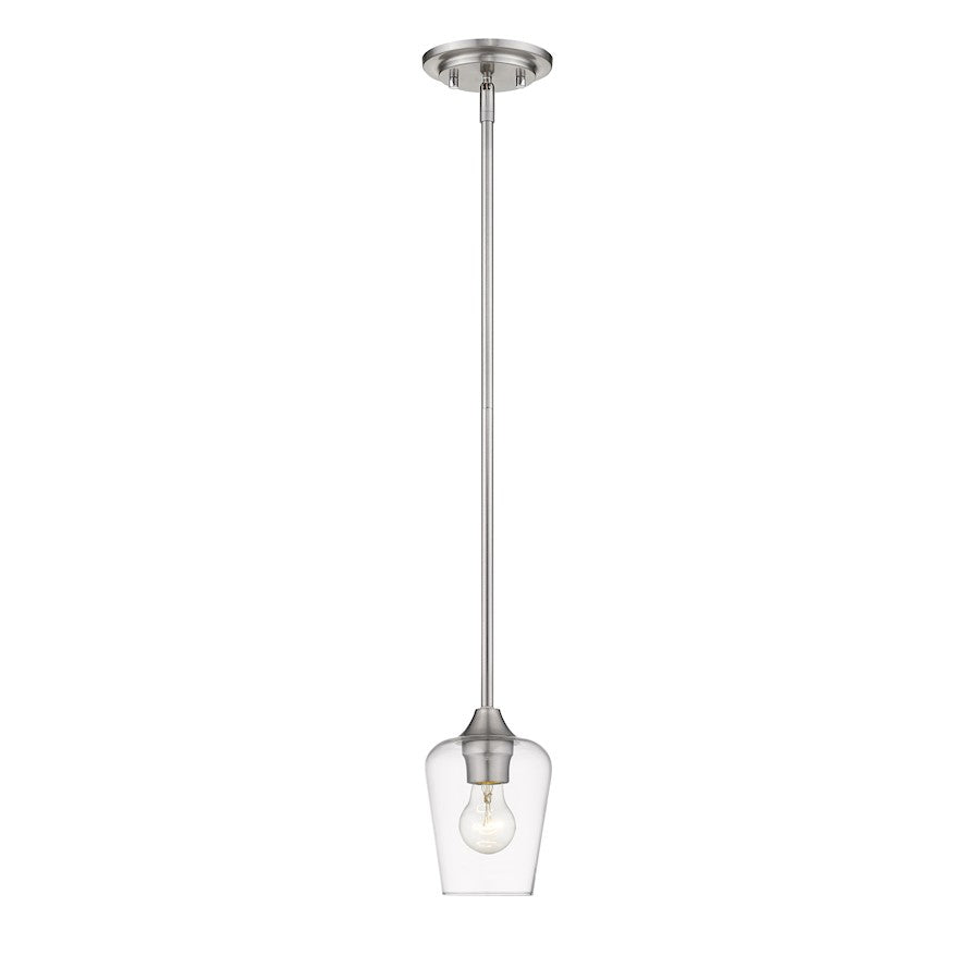 1 Light Mini Pendant, Brushed Nickel