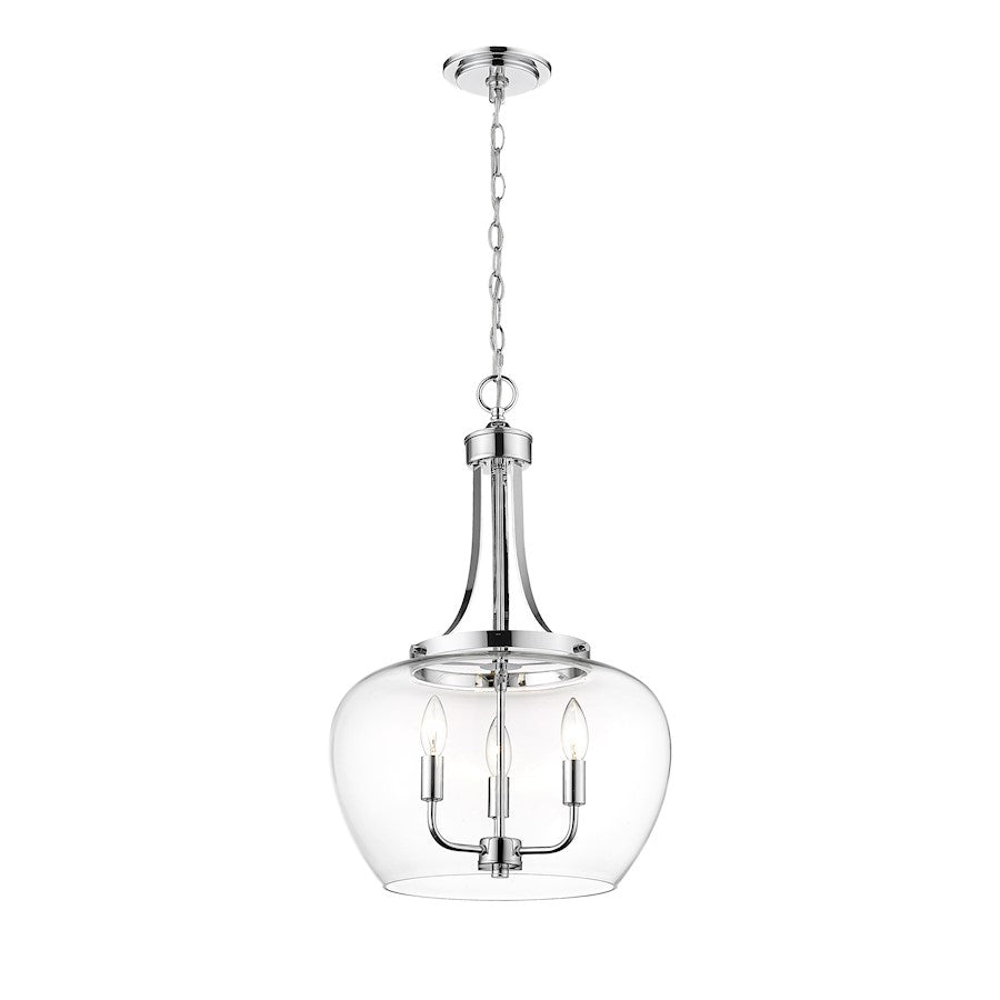 Z-Lite Joliet 3 Light Pendant in Chrome/Clear - 473P16-CH