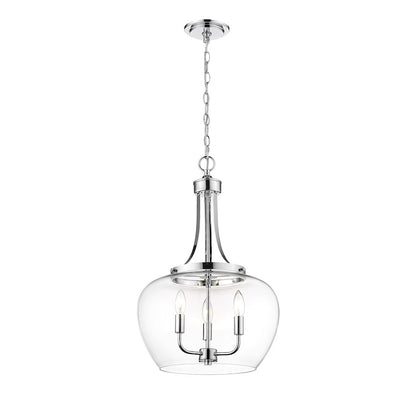 Z-Lite Joliet 3 Light Pendant in Chrome/Clear - 473P16-CH