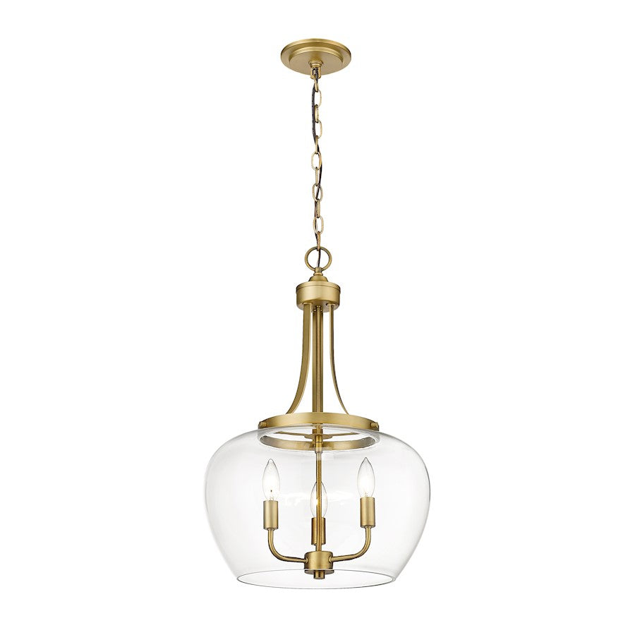 Z-Lite Joliet 3 Light Pendant in Olde Brass/Clear - 473P16-OBR