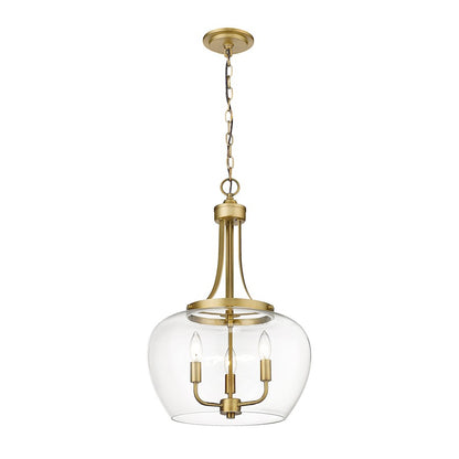 Z-Lite Joliet 3 Light Pendant in Olde Brass/Clear - 473P16-OBR