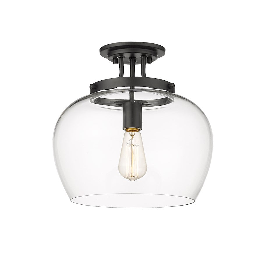 Z-Lite Joliet 1 Light Semi Flush Mount in Matte Black/Clear - 473SF13-MB