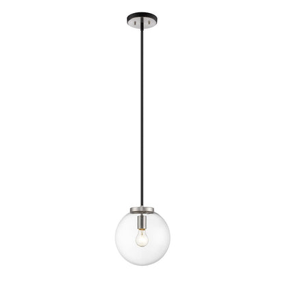 Z-Lite Parsons 1 Light 94" Pendant, Black/Brushed Nickel, Clear - 477P10-MB-BN