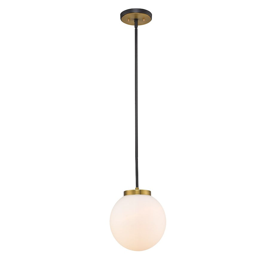 Z-Lite Parsons 1 Light 94.5" Pendant, Black/Olde Brass, Opal - 477P10-MB-OBR