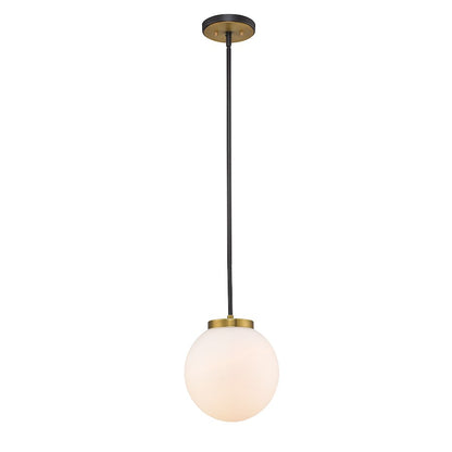 Z-Lite Parsons 1 Light 94.5" Pendant, Black/Olde Brass, Opal - 477P10-MB-OBR